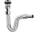 BUĞZ Krom Basmalı Sifon -Körüklü Sifon Bas Stoplu Lavabo Mutfak Sifonu-Paslanmaz