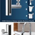  Krom Tasarruflu Şelale Musluk Başlığı 4 Modlu, Ayarlanabilir, Su Tasarrufu Sağlayan Pratik Başlık