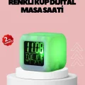 BUĞZ Kronometre ve Takvim Destekli Renk Değiştiren LED Dijital Küp Saat