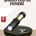 BUĞZ Küçük Boy Şarjlı LED El Feneri Taşınabilir Klipsli