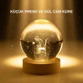 BUĞZ Küçük Prens Cam Küre USB Işıklı Ahşap Standlı Büyük Boy