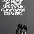 BUĞZ Kulak İçi Bluetooth Kulaklık Ekranlı Müzik Dinleme Çağrı Cevaplama Siyah Yeni Nesil