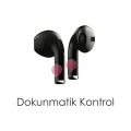 BUĞZ Kulak İçi Kablosuz Bluetooth Kulaklık, Dokunmatik Kontrol ve Suya Dayanıklı Siyah Tasarım