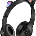 BUĞZ Kulak Üstü Bluetooth Kulaklık, RGB Işıklı ve Dokunmatik Kontrollü, Mikrofonlu, Siyah Renk