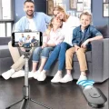 BUĞZ Kumandalı Tripod Telefon Tutucu Selfie Çubuğu 360 Derece Dönebilen