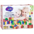  Kutuda Ahşap 60 Parça Renkli Bloklar