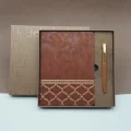 BUĞZ Kutulu - Lüks Deri Desenli Defter ve Metal Kalem - Hediye Seti