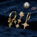 BUĞZ Kutup Yıldızı Model Gold Renk 3 lü Küpe Set