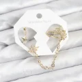BUĞZ Kutup Yıldızı Model Pirinç Gold Renk Zincir Bağlantılı Ear Cuff Küpe Seti