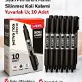BUĞZ Lades Siyah Permanent Marker Silinmez Koli Kalemi Yuvarlak Uç 10 Adet