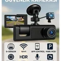 BUĞZ LCD Ekranlı 1080p 3 Kameralı Araç İçi Kamera Geri Görüş Destekli Gece Görüşlü G Sensörlü