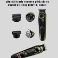  LED Ekranlı Şarjlı Saç ve Sakal Kesme Makinesi Erkek Bakım Cihazı Çok Başlıklı Set