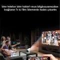 BUĞZ LED FULL HD projeksiyon cihazı 2160x1440 çözünürlük WiFi Bluetooth USB HDMI beyaz