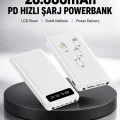 BUĞZ LED Işıklı 20.000mAh Powerbank LCD Gösterge Dahili Çoklu Kablo Yeni Nesil