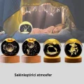 BUĞZ LED Işıklı Geyikli Kristal Küre Ahşap Standlı Modern Dekor Lamba - Lisinya