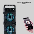 BUĞZ LED Işıklı Kablosuz Bluetooth Hoparlör Yüksek Ses Güçlü Bas Performansı Taşınabilir Şarjlı