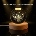 BUĞZ LED Işıklı Kristal Küre Ahşap Standlı Dekoratif Gezegen Model