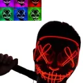 BUĞZ Led Işıklı Neon Maske Cadılar Bayramı Maskesi Korkunç Korku Maskesi