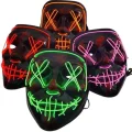 BUĞZ Led Işıklı Neon Maske Cadılar Bayramı Maskesi Korkunç Korku Maskesi