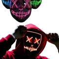 BUĞZ Led Işıklı Neon Maske Cadılar Bayramı Maskesi Korkunç Korku Maskesi