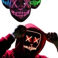 BUĞZ Led Işıklı Neon Maske Cadılar Bayramı Maskesi Korkunç Korku Maskesi