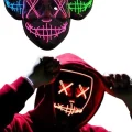  Led Işıklı Neon Maske Cadılar Bayramı Maskesi Korkunç Korku Maskesi