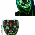BUĞZ Led Işıklı Neon Maske Cadılar Bayramı Maskesi Korkunç Korku Maskesi