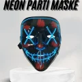 BUĞZ Led Işıklı Neon Maske Cadılar Bayramı Maskesi Korkunç Korku Maskesi - Lisinya