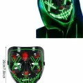 BUĞZ Led Işıklı Neon Maske Cadılar Bayramı Maskesi Korkunç Korku Maskesi - Lisinya