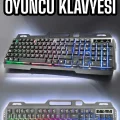 BUĞZ Led Işıklı Oyuncu Klavye Usb Girişli RGB Işıklı Q Klavye Mouse Hediyeli