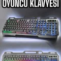 BUĞZ Led Işıklı Oyuncu Klavye Usb Girişli RGB Işıklı Q Klavye Mouse Hediyeli