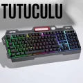 BUĞZ Led Işıklı Oyuncu Klavye Usb Girişli RGB Işıklı Q Klavye Mouse Hediyeli