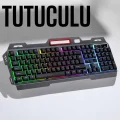 BUĞZ Led Işıklı Oyuncu Klavye Usb Girişli RGB Işıklı Q Klavye Mouse Hediyeli