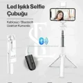 BUĞZ Led Işıklı Selfie Çubuğu Bluetooth Kumandalı Kablosuz Tripot Selfie Monopod Selfie Stick (Beyaz) ( BUĞZ )