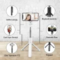 BUĞZ Led Işıklı Selfie Çubuğu Bluetooth Kumandalı Kablosuz Tripot Selfie Monopod Selfie Stick (Beyaz)