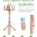 BUĞZ Led Işıklı Selfie Çubuğu Bluetooth Kumandalı Kablosuz Tripot Selfie Monopod Selfie Stick (Pembe)