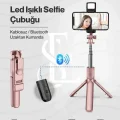 BUĞZ Led Işıklı Selfie Çubuğu Bluetooth Kumandalı Kablosuz Tripot Selfie Monopod Selfie Stick (Pembe) ( BUĞZ )