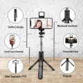 BUĞZ Led Işıklı Selfie Çubuğu Bluetooth Kumandalı Kablosuz Tripot Selfie Monopod Selfie Stick (Pembe) ( BUĞZ )