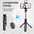 BUĞZ Led Işıklı Selfie Çubuğu Bluetooth Kumandalı Kablosuz Tripot Selfie Monopod Selfie Stick SİYAH