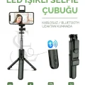 BUĞZ Led Işıklı Selfie Çubuğu Bluetooth Kumandalı Kablosuz Tripot Selfie Monopod Selfie Stick SİYAH