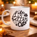 BUĞZ Life is Better With Cats – Kedi Severlere Özel Porselen Kupa MODEL 59 Sevimli Tasarım Hediyelik Kahve Kupası