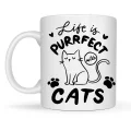 BUĞZ Life is Purrfect with Cats – Kedi Desenli Porselen Kupa MODEL 62 Sevimli Kedi Figürlü Kahve Kupası