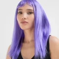 BUĞZ Lila Renk Uzun Düz Parti Peruğu