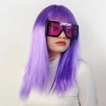 BUĞZ Lila Renk Uzun Düz Parti Peruğu