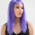 BUĞZ Lila Renk Uzun Düz Parti Peruğu