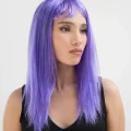 BUĞZ Lila Renk Uzun Düz Parti Peruğu - BUĞZ
