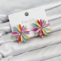 BUĞZ Lotus Model Karışık Renk Kristal Taşlı Kadın Küpe