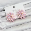 BUĞZ Lotus Model Pembe Renk Kristal Taşlı Kadın Küpe