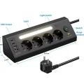 BUĞZ Lp764 Çoklu Gece Lambalı Priz Yüksek Gerilim Korumalı 4’lü Priz 2xusb 2xtype-c Çıkışlı Grup Priz Çoğaltıcı