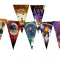 BUĞZ Lüks Baskılı Üçgen Model Halloween Banner Süs Bayrak 8 Li Bx40